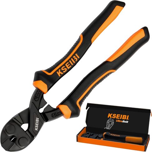 KSEIBI 141610 Mini Bolt Cutters 8 inch - Spring Loaded, CR-V Steel, Sharpened Cutting Edge, Wire Cutter, Snips Clippers, One Hand Operation, Small and Portable Design with Soft Grip Anti-Slip Handle in Kuwait