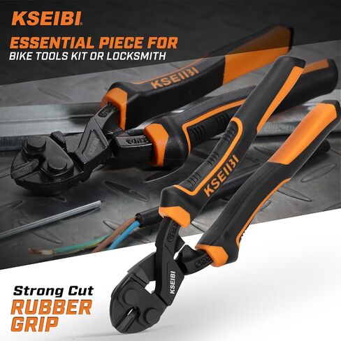 KSEIBI 141610 Mini Bolt Cutters 8 inch - Spring Loaded, CR-V Steel, Sharpened Cutting Edge, Wire Cutter, Snips Clippers, One Hand Operation, Small and Portable Design with Soft Grip Anti-Slip Handle in Kuwait