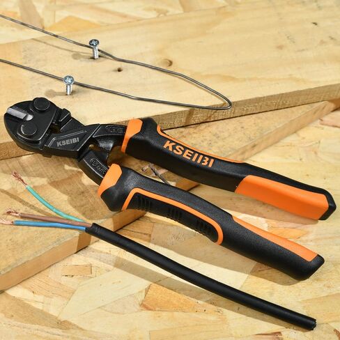 KSEIBI 141610 Mini Bolt Cutters 8 inch - Spring Loaded, CR-V Steel, Sharpened Cutting Edge, Wire Cutter, Snips Clippers, One Hand Operation, Small and Portable Design with Soft Grip Anti-Slip Handle in Kuwait