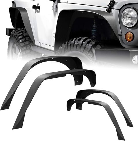 Nilight Off-Road Fender Flares Kit Compatible with 1997-2006 Wrangler TJ & LJ Heavy-Duty Solid Steel Black Textured Front Rear Flat 4 PCS in Saudi Arabia