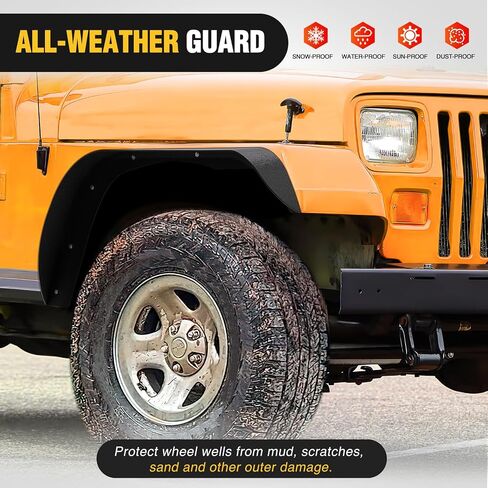 مجموعة مشاعل Nilight للطرق الوعرة متوافقة مع 1997-2006 Wrangler TJ & LJ شديدة التحمل من الفولاذ الصلب الأسود المزخرف الأمامي والخلفي المسطح 4 قطع in Saudi Arabia