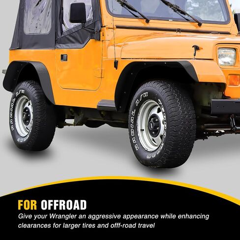 مجموعة مشاعل Nilight للطرق الوعرة متوافقة مع 1997-2006 Wrangler TJ & LJ شديدة التحمل من الفولاذ الصلب الأسود المزخرف الأمامي والخلفي المسطح 4 قطع in Saudi Arabia