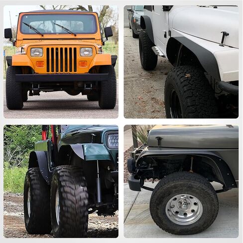مجموعة مشاعل Nilight للطرق الوعرة متوافقة مع 1997-2006 Wrangler TJ & LJ شديدة التحمل من الفولاذ الصلب الأسود المزخرف الأمامي والخلفي المسطح 4 قطع in Saudi Arabia