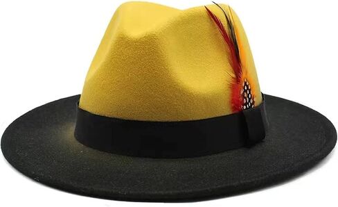Fedora Hats for Women,Hats for Women Fashionable,Womens Fedora hat,GradientFeltpanama hat，Chain and Feather in Saudi Arabia