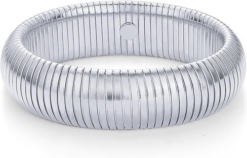 PAVOI Stainless Steel 14K Gold Plated Waterproof Flexible Stretch Chunky Bangle for Women | Cobra Bracelet in Saudi Arabia