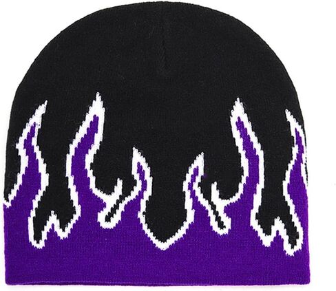Fire Flame Beanie (Pack of 1pcs) Baggy Slouchy Knit Rock Punk Ski Hat Skull Cap in Kuwait