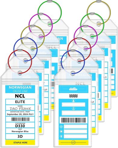 حاملات بطاقات الأمتعة NCL، حامل بطاقات الأمتعة الشفاف بسحاب مع حلقات فولاذية، تناسب سفن وعلامات خط الرحلات البحرية النرويجية المطبوعة (غير المرسلة بالبريد) للرحلات البحرية في 2024 و2025 (5 عبوات) in Saudi Arabia