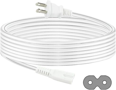 سلك طاقة التلفزيون - قابس مستقطب بطول 6 أقدام وشقين NEMA 1-15P إلى C7 الشكل 8 سلك إمداد بديل بفتحتين متوافق مع PS4/مكبر الصوت/الشاشة/الطابعة/التلفزيون (أسود-18AWG) in Kuwait