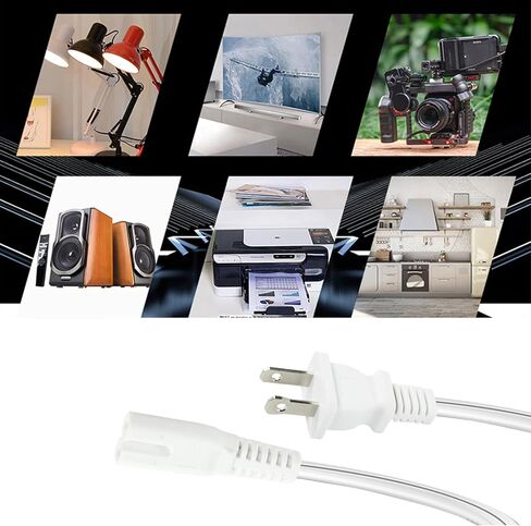 سلك طاقة التلفزيون - قابس مستقطب بطول 6 أقدام وشقين NEMA 1-15P إلى C7 الشكل 8 سلك إمداد بديل بفتحتين متوافق مع PS4/مكبر الصوت/الشاشة/الطابعة/التلفزيون (أسود-18AWG) in Kuwait