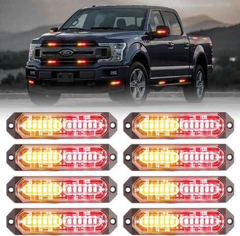 8-Pcs Purple LED Funeral Escort Emergency Strobe Grille Lights Bar, Ultra Slim Sync Feature Surface Mount Hazard Warning Flashing Light for Firefighter/Police/Trucks/Vehicles/Car in Saudi Arabia