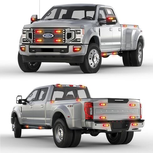 8-Pcs Purple LED Funeral Escort Emergency Strobe Grille Lights Bar, Ultra Slim Sync Feature Surface Mount Hazard Warning Flashing Light for Firefighter/Police/Trucks/Vehicles/Car in Saudi Arabia