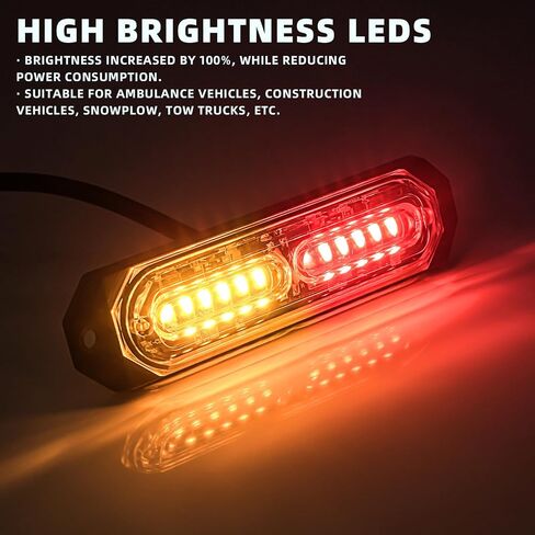 8-Pcs Purple LED Funeral Escort Emergency Strobe Grille Lights Bar, Ultra Slim Sync Feature Surface Mount Hazard Warning Flashing Light for Firefighter/Police/Trucks/Vehicles/Car in Saudi Arabia