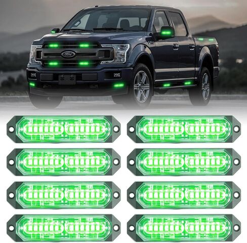8-Pcs Purple LED Funeral Escort Emergency Strobe Grille Lights Bar, Ultra Slim Sync Feature Surface Mount Hazard Warning Flashing Light for Firefighter/Police/Trucks/Vehicles/Car in Saudi Arabia