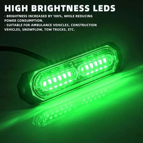 8-Pcs Purple LED Funeral Escort Emergency Strobe Grille Lights Bar, Ultra Slim Sync Feature Surface Mount Hazard Warning Flashing Light for Firefighter/Police/Trucks/Vehicles/Car in Saudi Arabia