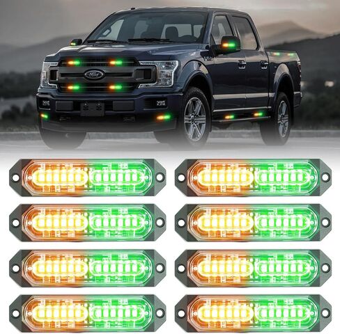 8-Pcs Purple LED Funeral Escort Emergency Strobe Grille Lights Bar, Ultra Slim Sync Feature Surface Mount Hazard Warning Flashing Light for Firefighter/Police/Trucks/Vehicles/Car in Saudi Arabia