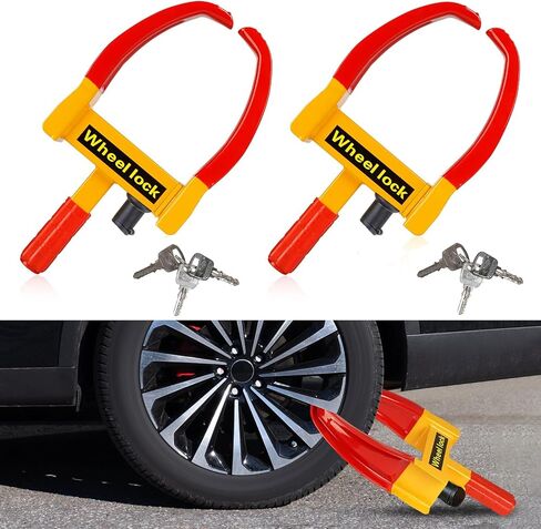 2pcs Universal Wheel Locks, Heavy-duty Car Security Trailer Tires Lock, Adjustable Anti Theft Wheel Lock for Trailers SUV Boats ATVs Motorcycles Golf Carts in Saudi Arabia