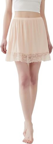 الدانتيل زلة تنورة نصف زلات لتحت الفساتين تنورة تمديدات المرأة مكافحة ساكنة فوق الركبتين in Kuwait