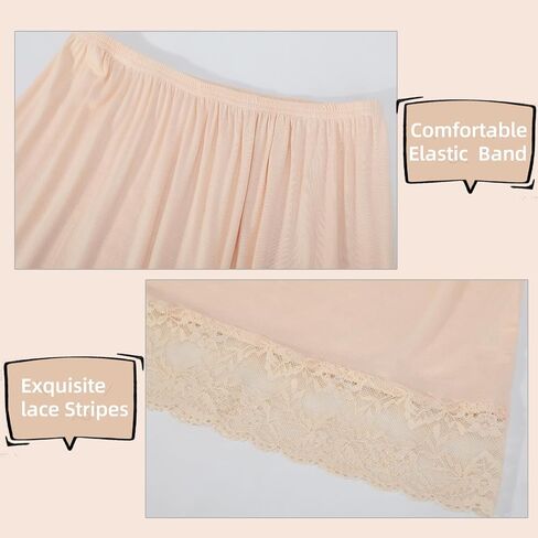 الدانتيل زلة تنورة نصف زلات لتحت الفساتين تنورة تمديدات المرأة مكافحة ساكنة فوق الركبتين in Kuwait