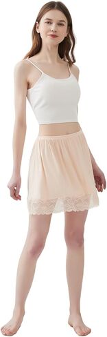 الدانتيل زلة تنورة نصف زلات لتحت الفساتين تنورة تمديدات المرأة مكافحة ساكنة فوق الركبتين in Kuwait