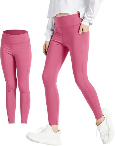 Girls Leggings with 2 Pockets Soft Stretchy Athletic Leggings for Girls Dance Workout Running Yoga Activewear in Saudi Arabia