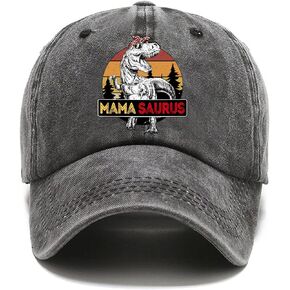 Pishovi Mama Saurus Fun Distressed Washed Black Baseball Cap, Vintage Adjustable Cotton Cap, Birthday for Mom Grandma, Funny Hat Gift for Mom