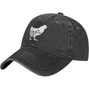Women's Floral Chicken Hat Vintage Distressed Adjustable Washed Baseball Cap for Men Women Farmer