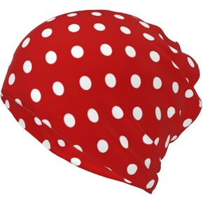 Red and White Polka Dots Beanie Hat Red Dots Knit Hat Warm Soft Beanie Hats for Men and Women
