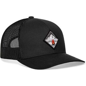 HAKA Diamond Campfire Hat – Camping Trucker Hat for Men & Women, Adjustable Baseball Cap, Mesh Snapback, Outdoor Golf Hat (Black)