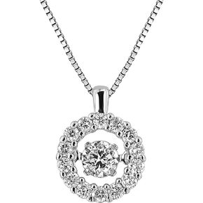 Diamond Wish 14k Gold Dancing in Rhythm Circle Halo Diamond Pendant Necklace (1/3cttw) 18-inch chain