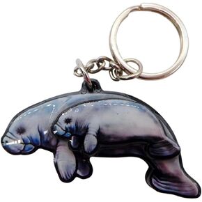 Westmon Works Manatee Keychain Acrylic Key Fob with Metal Ring Mom and Calf Florida Souvenir Key Chain