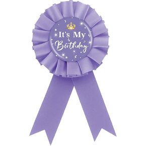 Purple It's My Birthday Tinplate Badge Pin, Crown Happy Birthday Button Pin, It's My Birthday Purple Rosette Badge Pin for Girl Women, Brooch Buttons for 18th/21st/30th Birthday Party Celebration