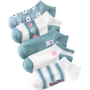 WDIRARA Women's 5 Pairs All Over Floral Print Cushioned Low Cut Ankle Socks