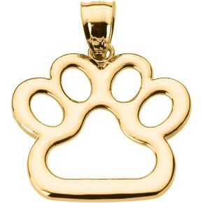Polished 10k Gold Dog Paw Print Charm Pendant