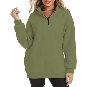 FANCYINN Womens Half Zip Pullover Sweatshirts Lapel Long Sleeve Drop Shoulder Hoodie Loose Quarter Zip Teen Girls Sports Tops