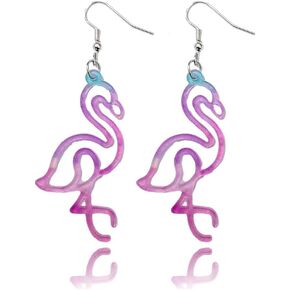 Azusa Sun Pink Flamingo Acrylic Earrings Cute Animal Bird Dangle Earrings Valentine's Day Jewelry Gifts for Women Girls