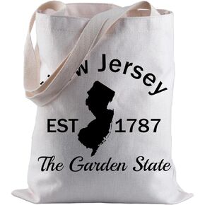 BLUPARK NJ State Tote Bag Independence Gift New Jersey Est 1787 The Garden State Travel Shopping Bag Freedom Gift