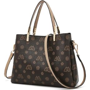 FOXLOVER Top-Handle Satchel Handbags for Women PVC Leather With Crossbody Strap Zipper Lightweight