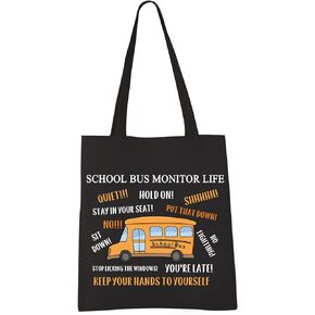 VAMSII School Bus Monitor Tote Bag School Bus Driver Appreciation Gifts School Bus Monitor Life Shoulder Bag Grocery Bag