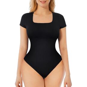 Thong Body Suits for Womens Sexy Sleeveless Halter Neck Bodysuit Tank Tops Square Neck Short Sleeve Bodysuit