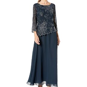 J Kara Women's One Size BOAD Neck Asymetrical Beaded Dress