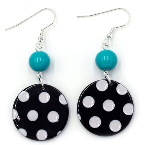 'Minnie' Polka Dot Earrings in Black and White with Bright Accent Color