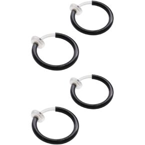 Men's 12 mm Small Comfortable Black Plastic Invisible Clip On Hoop Earrings Unisex for guys