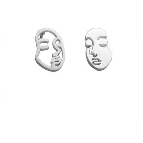 Abstract Face Asymmetric Stud Earrings Stainless Steel Artist Hollow Face Cartilage Studs Earring Minimalist Jewelry Gifts for Women Girls Men