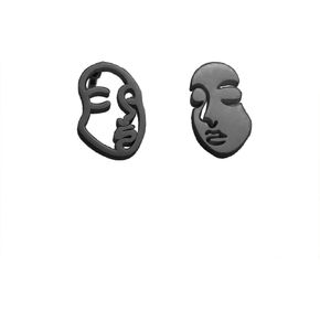 Abstract Face Asymmetric Stud Earrings Stainless Steel Artist Hollow Face Cartilage Studs Earring Minimalist Jewelry Gifts for Women Girls Men