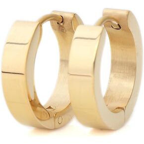 INRENG Stainless Steel Small Huggie Hoop Earrings for Women Men Silver, Gold, Rose-gold, Black, Blue