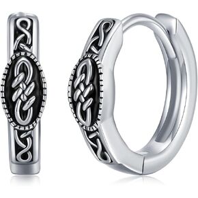 Norse Viking Earrings for Men 925 Sterling Silver Viking Earrings Vintage Norse Viking Hoop Earrings Viking Jewelry Gifts for Men