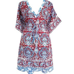 100% Cotton Hand Block Print Swimsuit Cover-up Beach Caftan Women's Print Kaftan 14