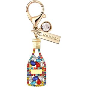 MONNEL MC399 Crystal Champagne Lobster Clasp Charm for Women Girls with Velvet Bag (Rainbow,1 Piece)