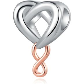 NARTGO Heart Love Rose Gold Infinity Charm Compatible with Pandora Charms Bracelets