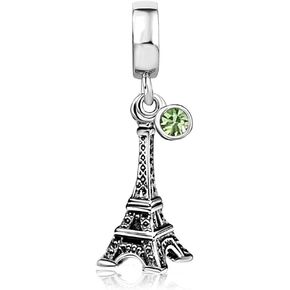 JMQJewelry Eiffel Tower Birthday Birthstone Jan-Dec Month Paris Dangle Womens Bead Charms for Bracelets Mothers Christmas Day in Kuwait